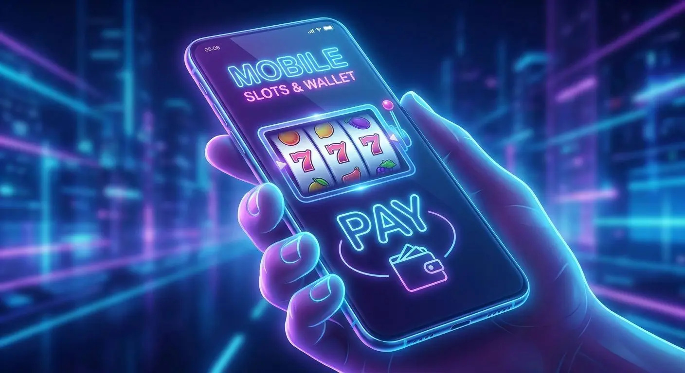 Hraní automatu na mobilním telefonu s podporou digitální peněženky