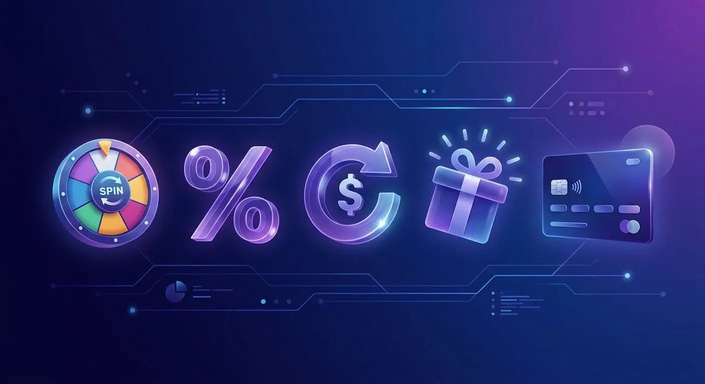Ikony typů bonusů spojených s elektronickou peněženkou a promo akcemi