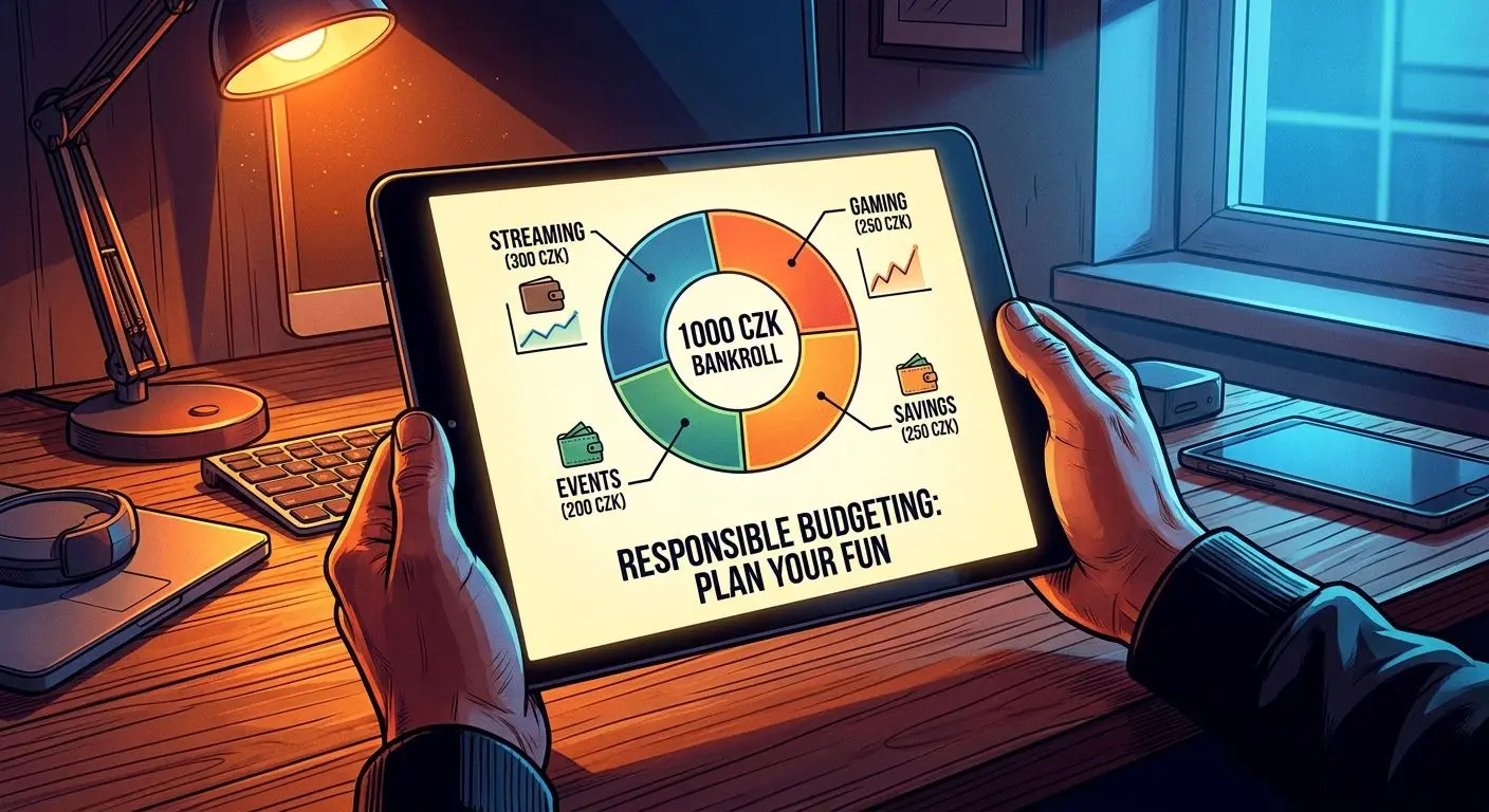 Plánování rozdělení bankrollu 1000 Kč v digitální peněžence